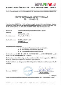 W. Schulte Stahl GmbH & Co. KG: Übereinstimmungszertifikat Materialprüfungsamt Nordrhein-Westfalen